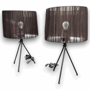 Set de lámparas de mesa negras con pantalla translúcida