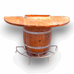 Bar rústico con base de barril de madera