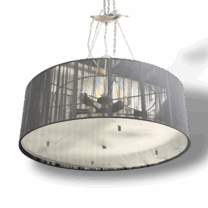 Lámpara de techo moderna con pantalla de hilos negros