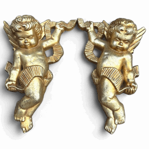 Ángeles decorativos de pared dorados