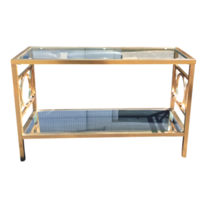 Consola dorada con vidrio doble nivel