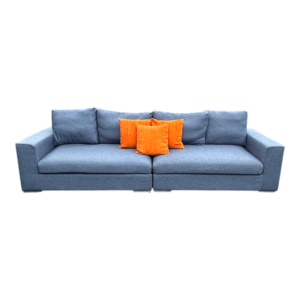 Sofá triple moderno azul amplio